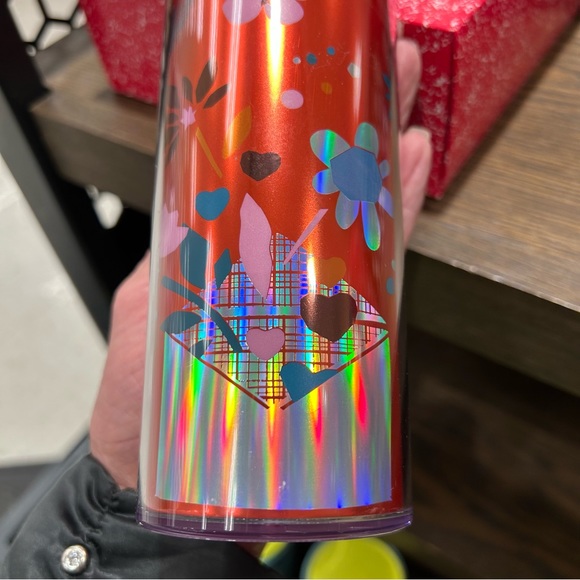 Starbucks Valentines Love Confetti Tumbler Iridescent  Hearts Hot Coffee Cup NWT - Picture 9 of 13